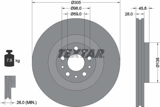 Textar 92237600 - Тормозной диск autospares.lv