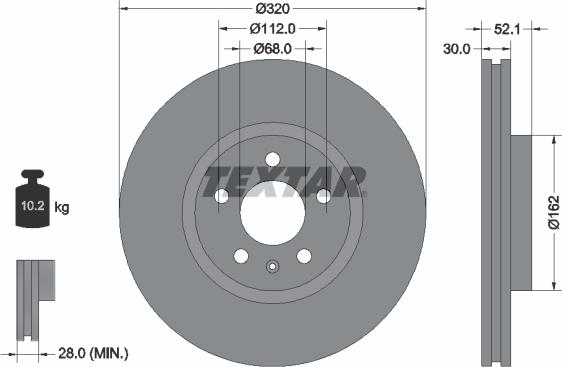 Textar 92229303 - Тормозной диск autospares.lv