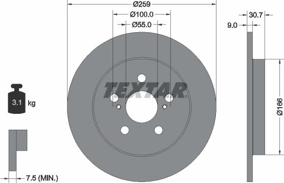 Textar 92224003 - Тормозной диск autospares.lv