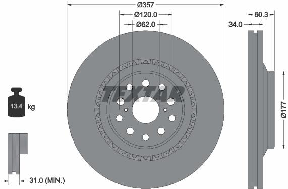 Textar 92224303 - Тормозной диск autospares.lv