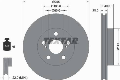 Textar 92225000 - Тормозной диск autospares.lv