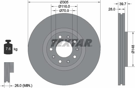 Textar 92220800 - Тормозной диск autospares.lv