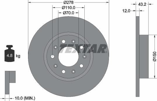 Textar 92221000 - Тормозной диск autospares.lv