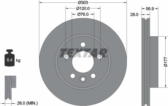 Textar 92228905 - Тормозной диск autospares.lv