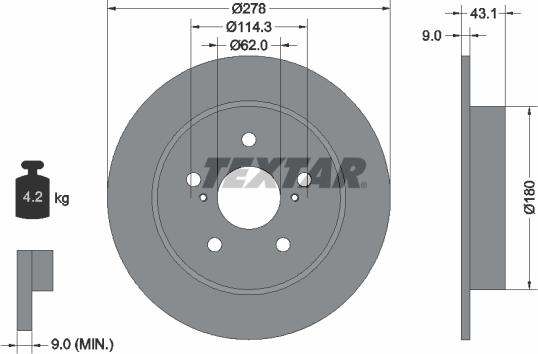 Textar 92222300 - Тормозной диск autospares.lv