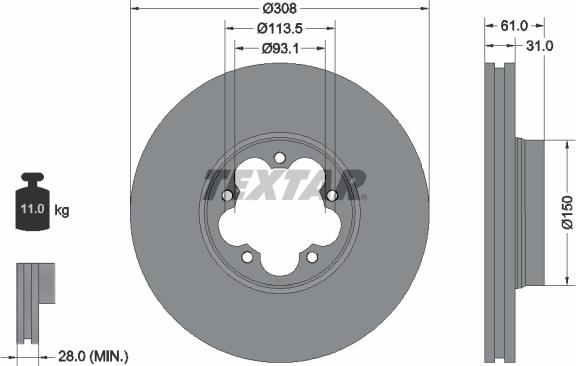 Textar 92274303 - Тормозной диск autospares.lv