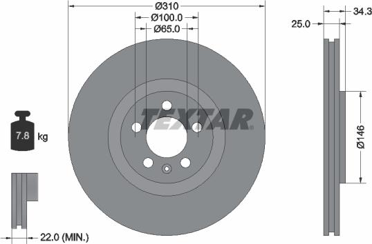 Textar 92275905 - Тормозной диск autospares.lv