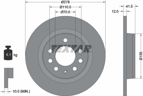 Textar 92270503 - Тормозной диск autospares.lv