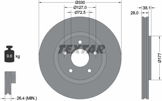 Textar 92278905 - Тормозной диск autospares.lv