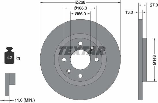 Textar 92089103 - Тормозной диск autospares.lv