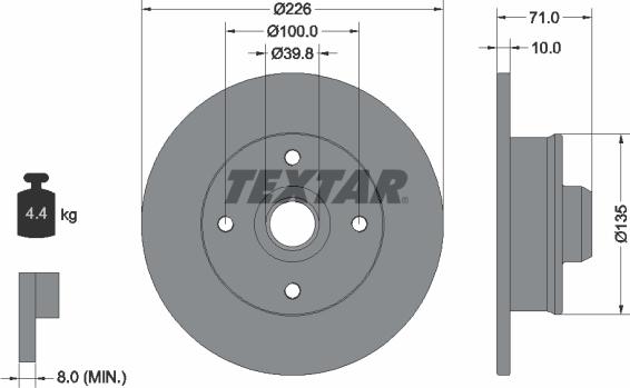 Textar 92041800 - Тормозной диск autospares.lv
