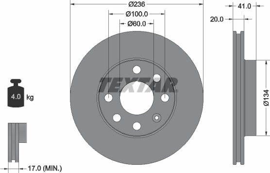 Textar 92029600 - Тормозной диск autospares.lv