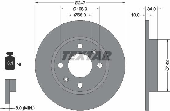 Textar 92029803 - Тормозной диск autospares.lv