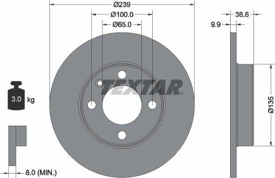 Textar 92009303 - Тормозной диск autospares.lv