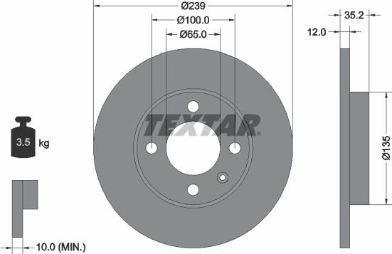 Textar 92010603 - Тормозной диск autospares.lv