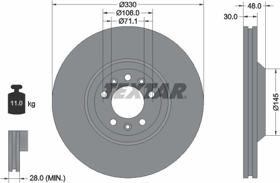 Textar 92129503 - Тормозной диск autospares.lv
