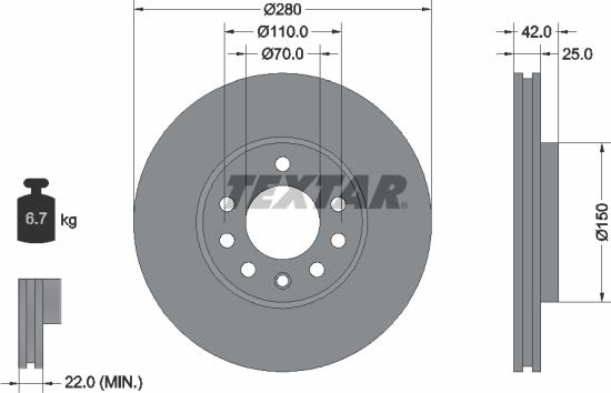 Textar 92091903 - Тормозной диск autospares.lv