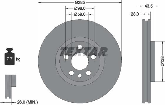 Textar 92115003 - Тормозной диск autospares.lv