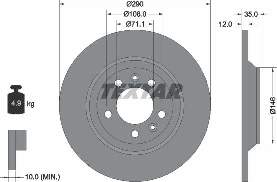 Textar 92129603 - Тормозной диск autospares.lv