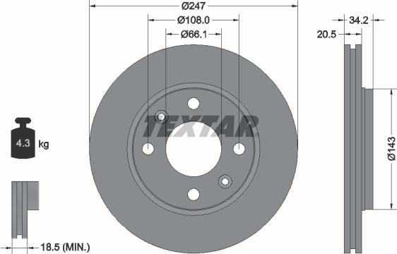 Textar 92043103 - Тормозной диск autospares.lv
