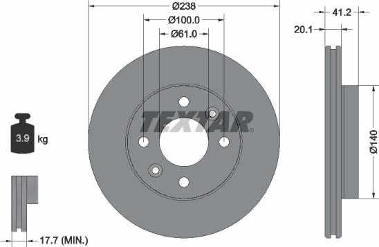 Textar 92036200 - Тормозной диск autospares.lv