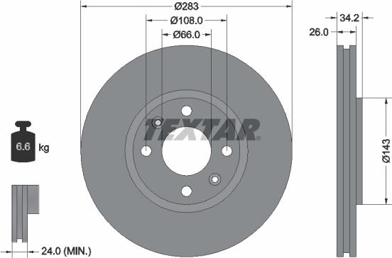 Textar 92111603 - Тормозной диск autospares.lv