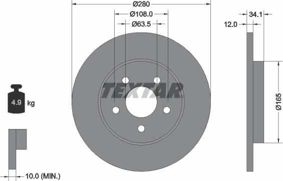 Textar 92109700 - Тормозной диск autospares.lv