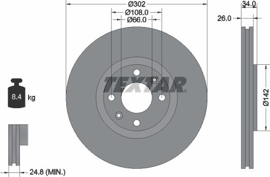 Textar 92133203 - Тормозной диск autospares.lv