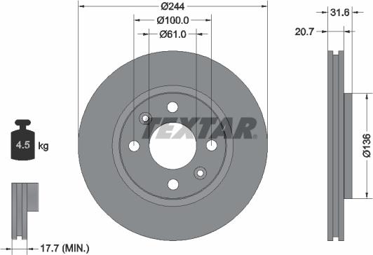 Textar 92049500 - Тормозной диск autospares.lv