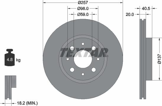 Textar 92068503 - Тормозной диск autospares.lv