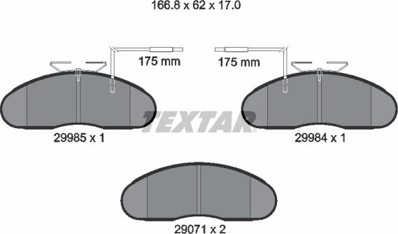 Textar 2998501 - Тормозные колодки, дисковые, комплект autospares.lv