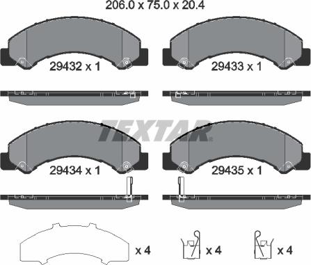 Textar 2943201 - Тормозные колодки, дисковые, комплект autospares.lv