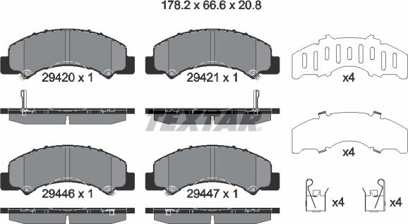 Textar 2942001 - Тормозные колодки, дисковые, комплект autospares.lv