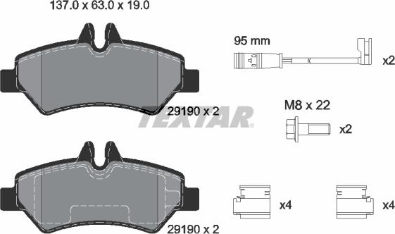 Textar 2919001 - Тормозные колодки, дисковые, комплект autospares.lv