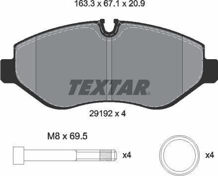 Textar 2919209 - Тормозные колодки, дисковые, комплект autospares.lv