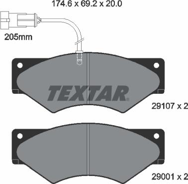 Textar 2910701 - Тормозные колодки, дисковые, комплект autospares.lv