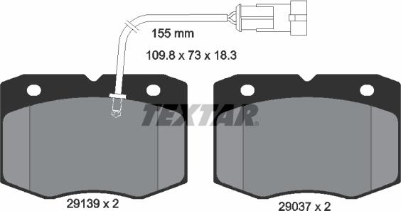 Textar 2913901 - Тормозные колодки, дисковые, комплект autospares.lv