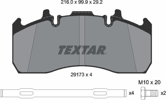 Textar 2917301 - Тормозные колодки, дисковые, комплект autospares.lv