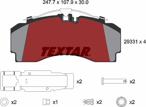 Textar 2933101 - Тормозные колодки, дисковые, комплект autospares.lv