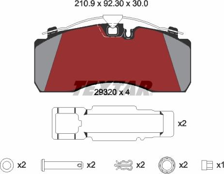 Textar 2932001 - Тормозные колодки, дисковые, комплект autospares.lv