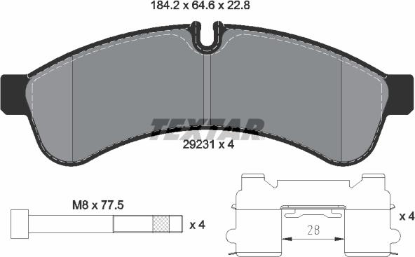 Textar 2923101 - Тормозные колодки, дисковые, комплект autospares.lv