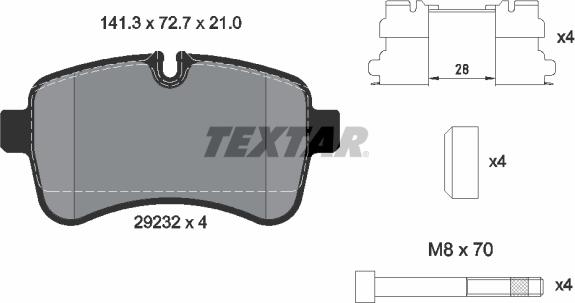 Textar 2923201 - Тормозные колодки, дисковые, комплект autospares.lv