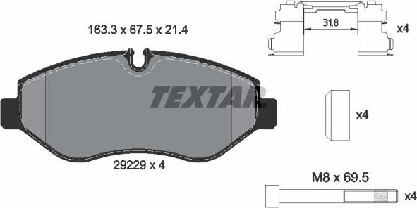 Textar 2922901 - Тормозные колодки, дисковые, комплект autospares.lv