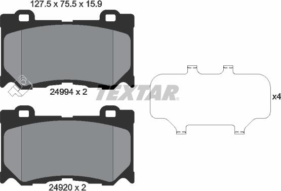 Textar 2499401 - Тормозные колодки, дисковые, комплект autospares.lv