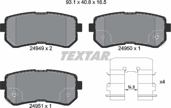 Textar 2494901 - Тормозные колодки, дисковые, комплект autospares.lv