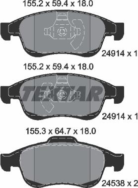 Textar 2491401 - Тормозные колодки, дисковые, комплект autospares.lv