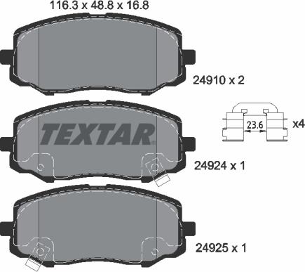 Textar 2491001 - Тормозные колодки, дисковые, комплект autospares.lv