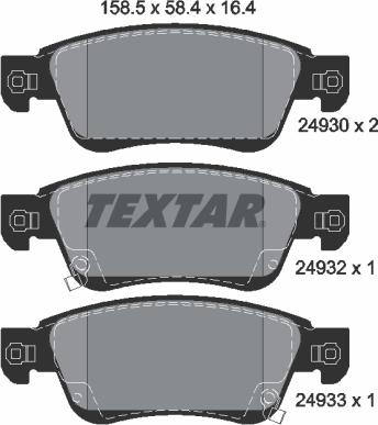 Textar 2493001 - Тормозные колодки, дисковые, комплект autospares.lv