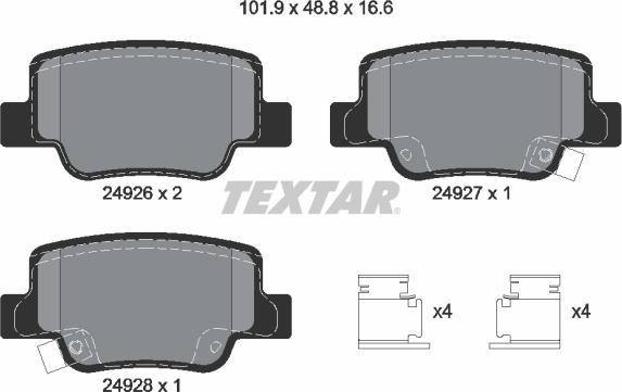 Textar 2492601 - Тормозные колодки, дисковые, комплект autospares.lv