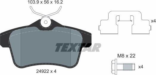 Textar 2492204 - Тормозные колодки, дисковые, комплект autospares.lv